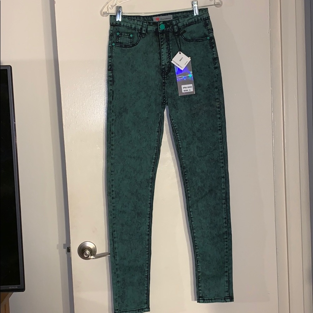 Green Acid Washed Jeans